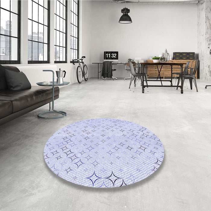 Round Patterned Lavender Blue Rug in a Office, pat3440blu