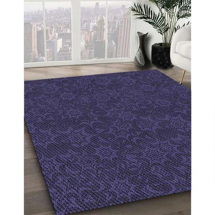 Patterned Deep Periwinkle Purple Rug in Family Room, pat3441blu