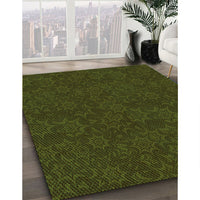Patterned Black Brown Rug, pat3441grn
