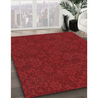 Patterned Cranberry Red Rug, pat3441rd
