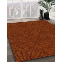 Patterned Mahogany Brown Rug, pat3441yw