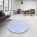 Round Patterned Lavender Blue Rug in a Office, pat3442blu