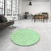 Round Patterned Mint Green Rug in a Office, pat3442grn