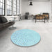 Round Patterned Diamond Blue Rug in a Office, pat3442lblu