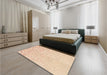 Patterned Moccasin Beige Rug in a Bedroom, pat3442org