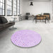 Round Patterned Violet Purple Rug in a Office, pat3442pur