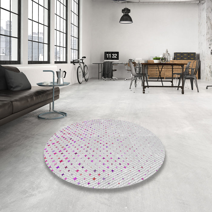Round Machine Washable Transitional Dark Gray Rug in a Office, wshpat3442