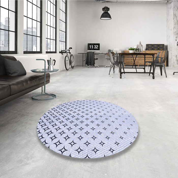 Round Patterned Lavender Blue Rug in a Office, pat3443blu