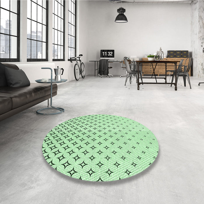 Round Patterned Mint Green Rug in a Office, pat3443grn