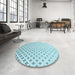 Round Patterned Electric Blue Rug in a Office, pat3443lblu