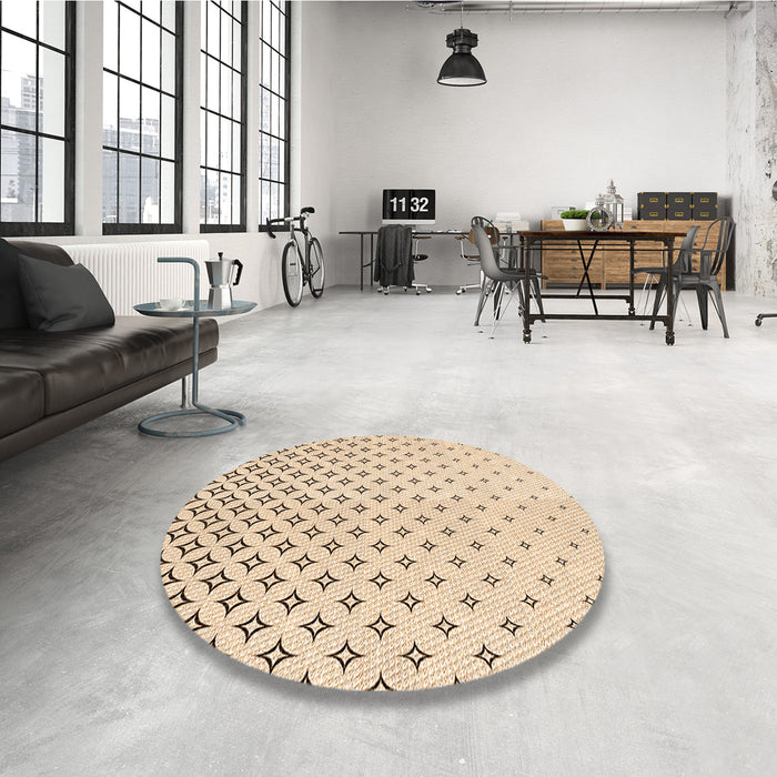 Round Patterned Peru Brown Rug in a Office, pat3443org