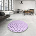 Round Patterned Lilac Purple Rug in a Office, pat3443pur