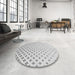 Round Machine Washable Transitional White Smoke Rug in a Office, wshpat3443