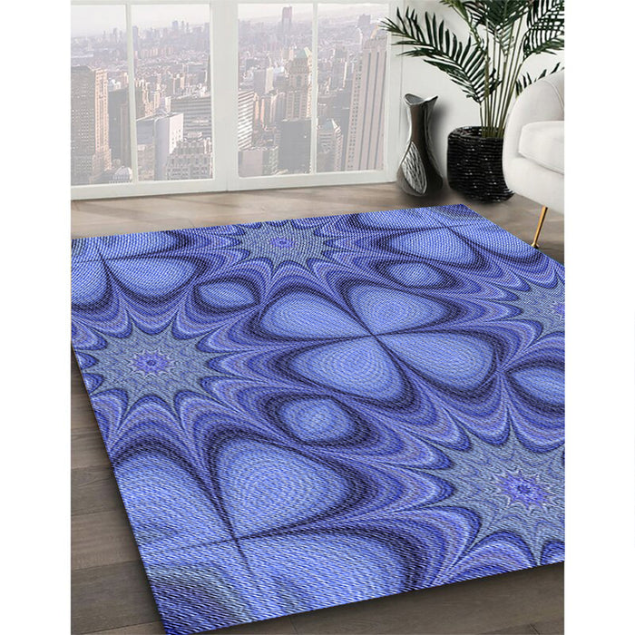 Machine Washable Transitional Sky Blue Rug in a Family Room, wshpat3444blu