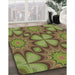 Machine Washable Transitional Pistachio Green Rug in a Family Room, wshpat3444brn
