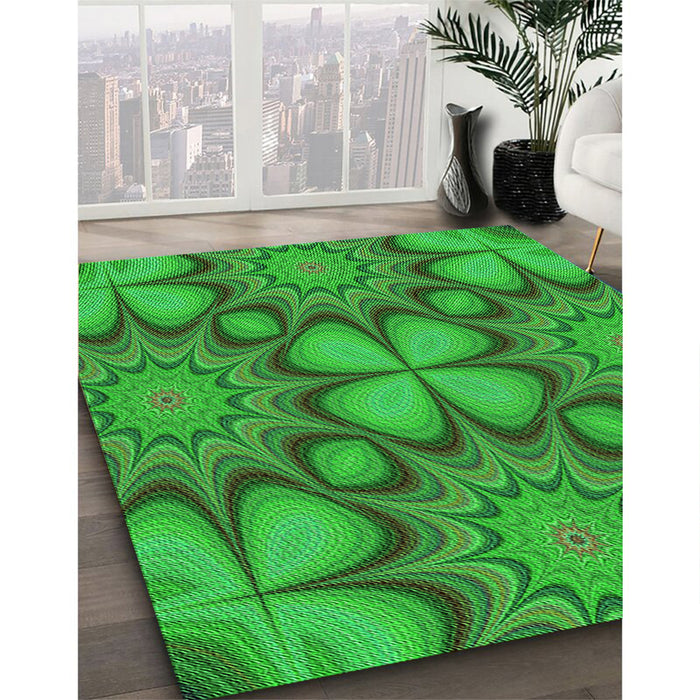 Machine Washable Transitional Lime Green Rug in a Family Room, wshpat3444grn