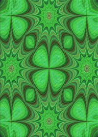 Machine Washable Transitional Lime Green Rug, wshpat3444grn