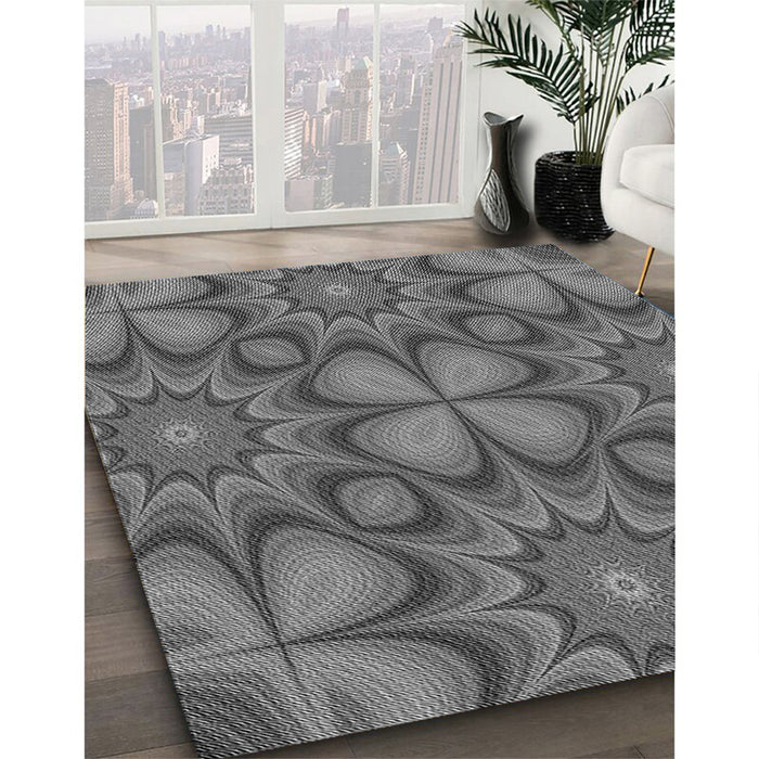 Machine Washable Transitional Gunmetal Gray Rug in a Family Room, wshpat3444gry