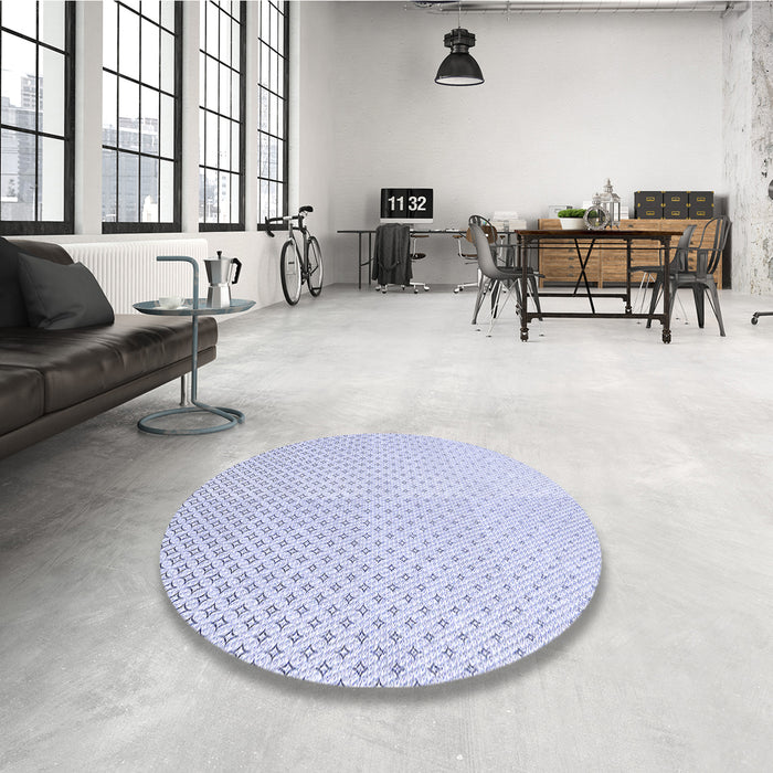 Round Patterned Lavender Blue Rug in a Office, pat3447blu