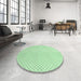 Round Patterned Mint Green Rug in a Office, pat3447grn