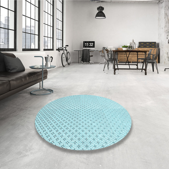 Round Patterned Electric Blue Rug in a Office, pat3447lblu