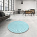 Round Patterned Electric Blue Rug in a Office, pat3447lblu
