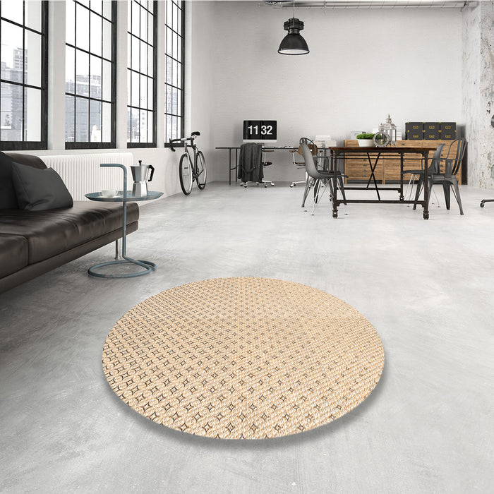Round Patterned Moccasin Beige Rug in a Office, pat3447org