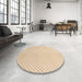 Round Patterned Moccasin Beige Rug in a Office, pat3447org