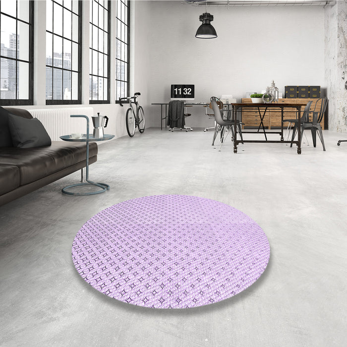Round Patterned Bright Lilac Purple Rug in a Office, pat3447pur