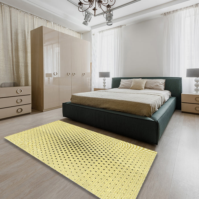 Patterned Sun Yellow Rug in a Bedroom, pat3448yw