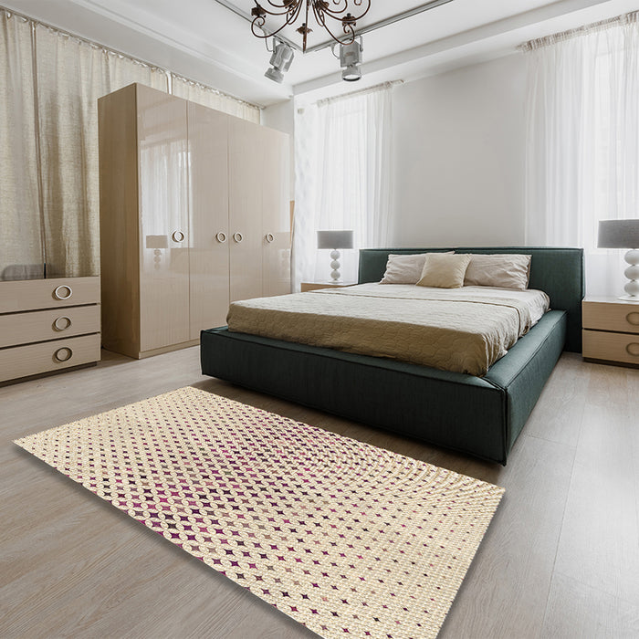 Patterned Light Copper Gold Rug in a Bedroom, pat3449brn