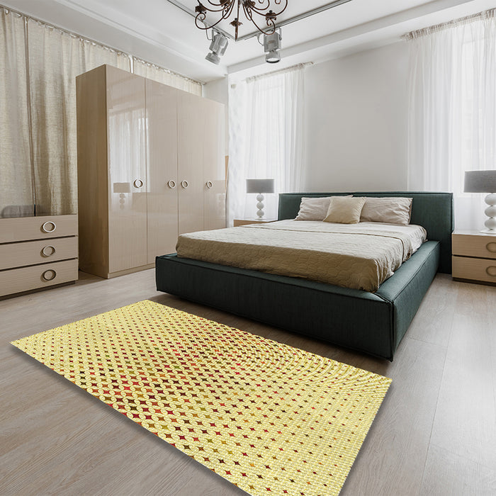 Patterned Sun Yellow Rug in a Bedroom, pat3449yw