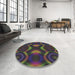 Round Patterned Sandstone Brown Novelty Rug in a Office, pat344
