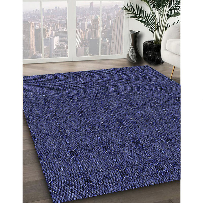 Machine Washable Transitional Royal Blue Rug in a Family Room, wshpat345blu