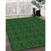 Patterned Dark Forest Green Rug in Family Room, pat345grn