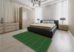 Patterned Dark Forest Green Rug in a Bedroom, pat345grn