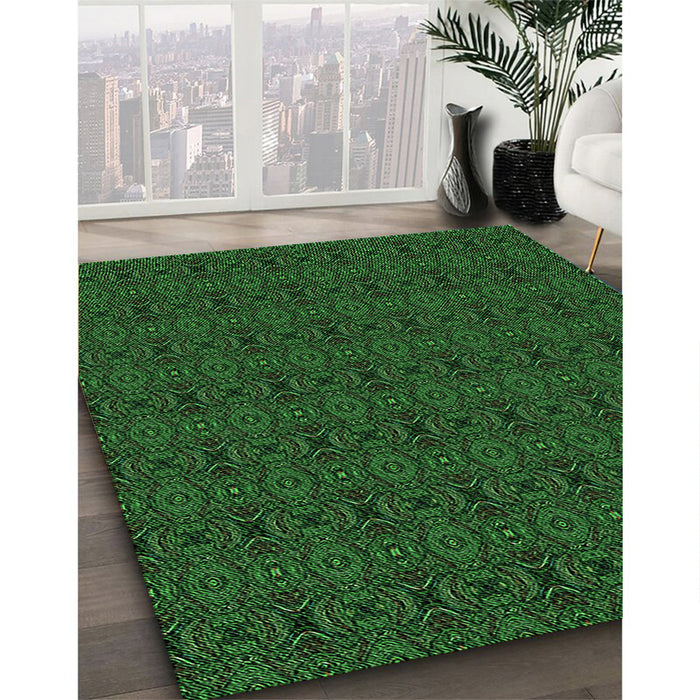 Machine Washable Transitional Dark Forest Green Rug in a Family Room, wshpat345grn