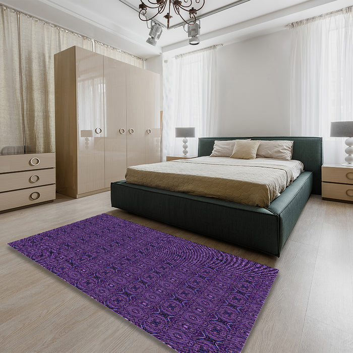 Patterned Purple Violet Purple Rug in a Bedroom, pat345pur