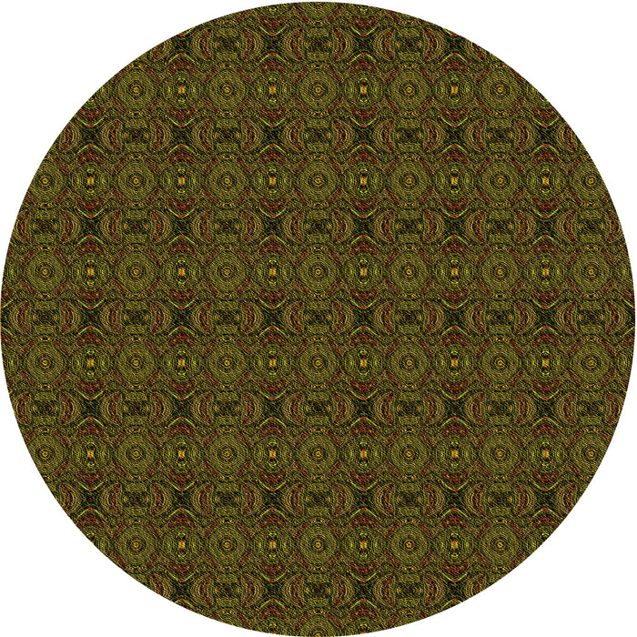 Square Machine Washable Transitional Dark Yellow Green Rug in a Living Room, wshpat345yw