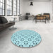 Round Patterned Electric Blue Rug in a Office, pat3450lblu