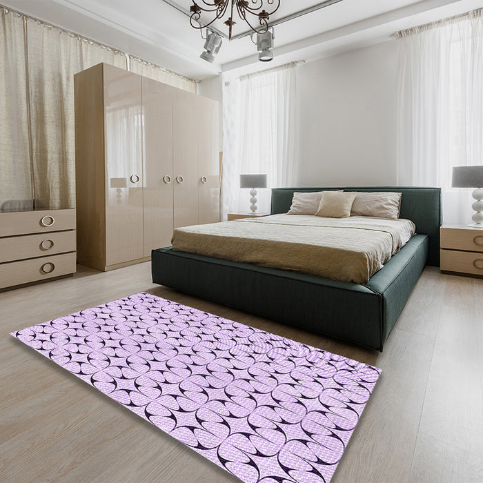Patterned Lilac Purple Rug in a Bedroom, pat3450pur