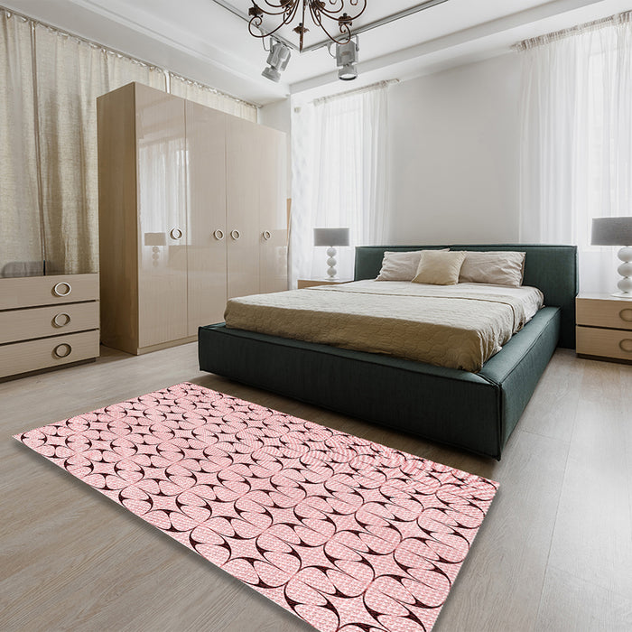 Round Machine Washable Transitional Pink Rug in a Office, wshpat3450rd