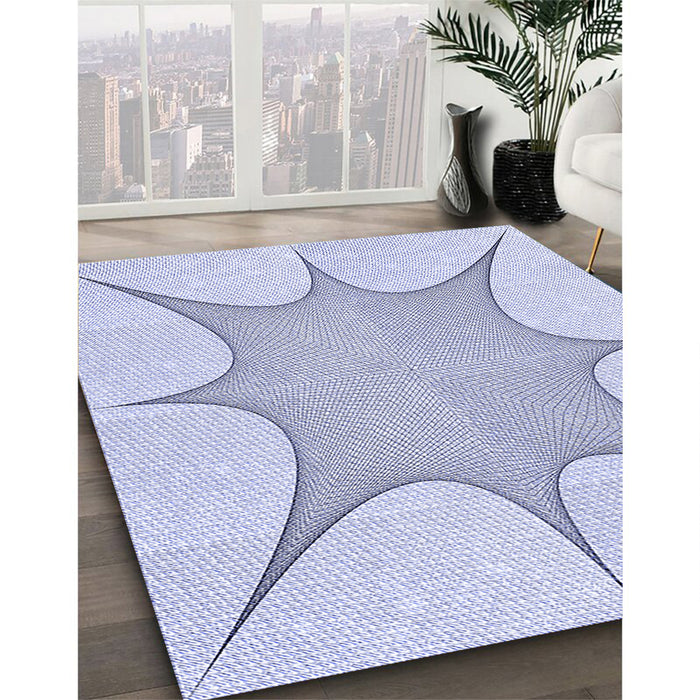 Patterned Lavender Blue Rug in Family Room, pat3451blu