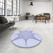 Round Patterned Lavender Blue Rug in a Office, pat3451blu