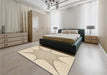 Patterned Moccasin Beige Rug in a Bedroom, pat3451brn