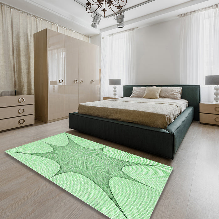 Patterned Mint Green Rug in a Bedroom, pat3451grn