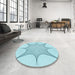 Round Patterned Electric Blue Rug in a Office, pat3451lblu