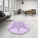 Round Patterned Bright Lilac Purple Rug in a Office, pat3451pur