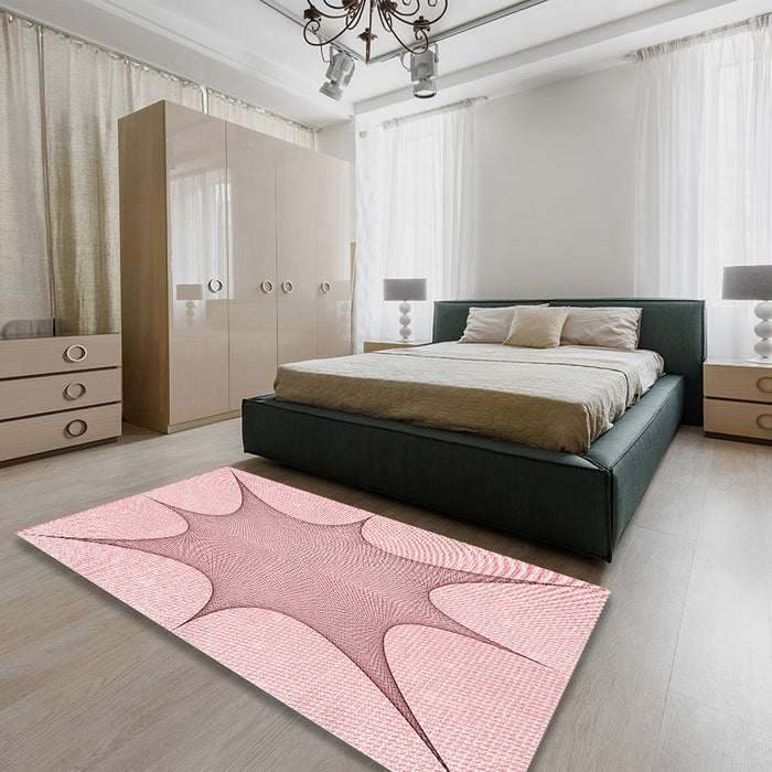 Patterned Pastel Red Pink Rug in a Bedroom, pat3451rd