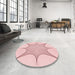 Round Patterned Pastel Red Pink Rug in a Office, pat3451rd